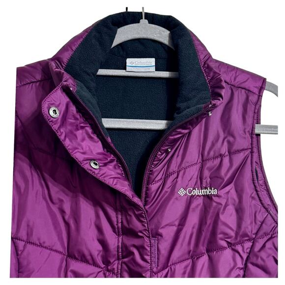 Columbia Women’s Puffer Vest With Fleece Lining Size Slant Pockets Medium - Picture 7 of 11